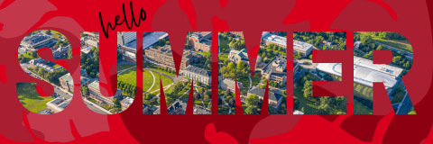 Graphic with the Word Summer Made of photos from RPI's Campus