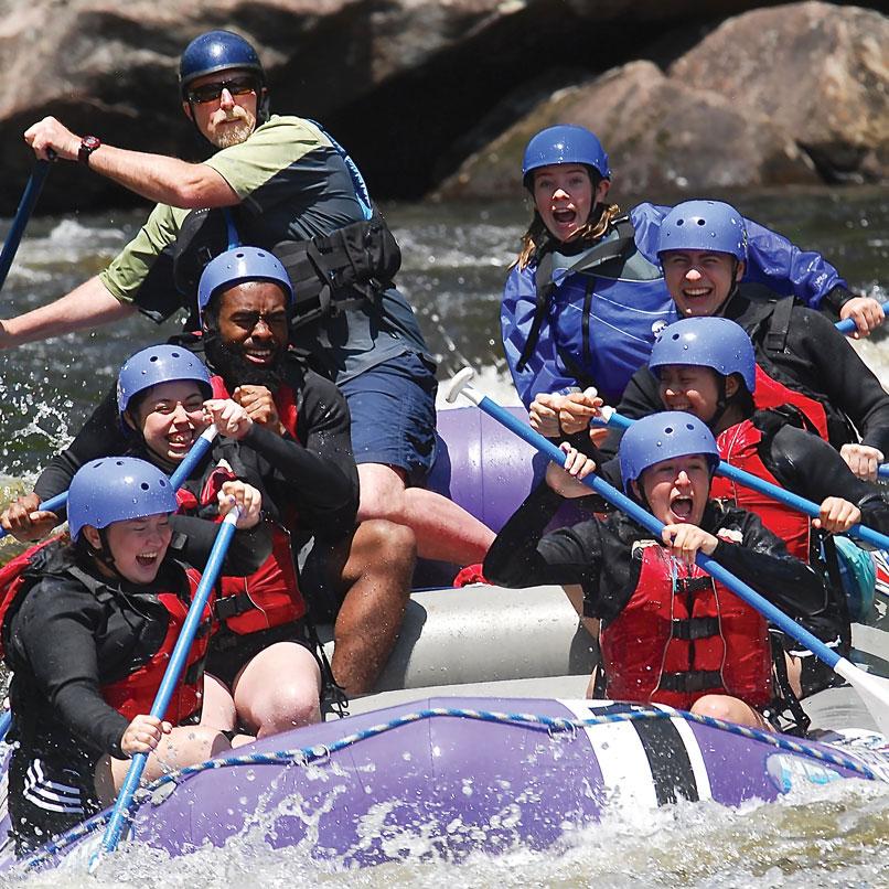 Students enjoying a rafting trip